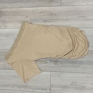 Cache Gold One Sleeve Sweater with Embellished Neckline Size Small